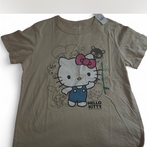 Hello Kitty Tops - Hello Kitty Kids T-Shirt - Tan with Pink Bow